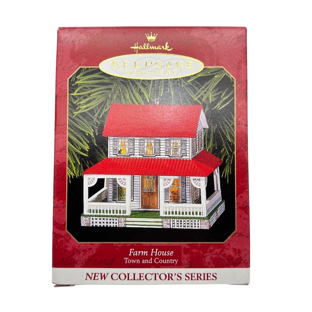 Hallmark Keepsake FARM HOUSE Ornament #1 in Town & Country Series 1999 NEW